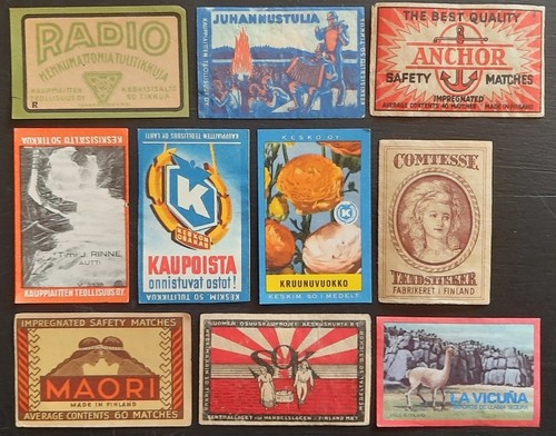 Matchbox labels from - labels, finland